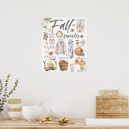 Póster Favoritos de Otoño de Moda | Ilustraciones en Acua