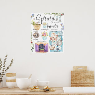 Póster Favoritos de primavera de moda   Ilustración de ac