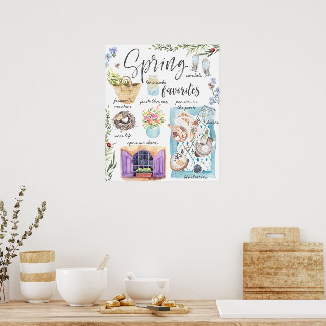 Póster Favoritos de primavera de moda | Ilustración de ac (Cocina)