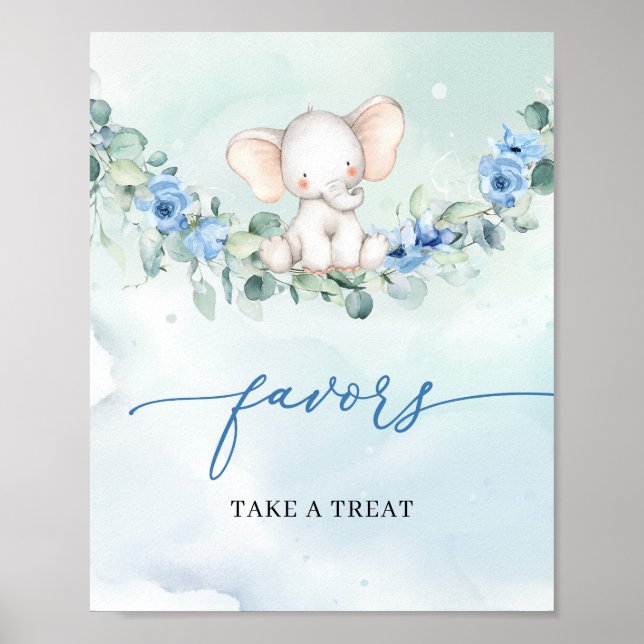 Póster Favoritos del eucalipto floral azul del elefante b (Frente)
