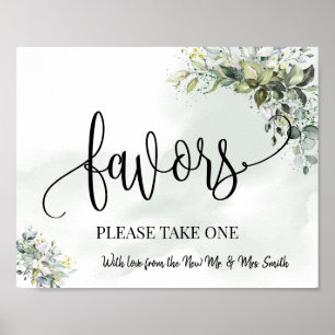 Póster Favors party sign wedding reception eucalyptus