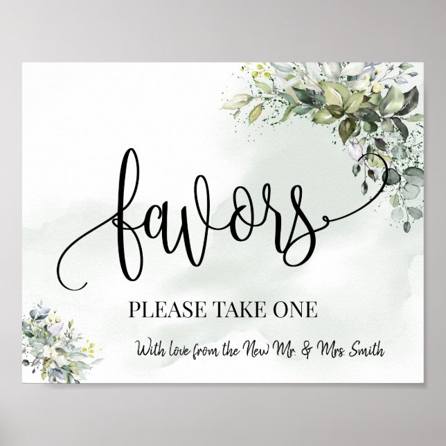Póster Favors party sign wedding reception eucalyptus (Frente)