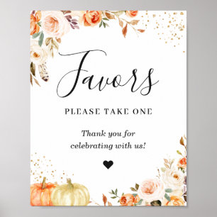Póster Favors Please Take One Gold Glitters Autumn Floral