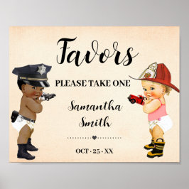 Póster Favors Please Take One Little Recruit Baby Shower