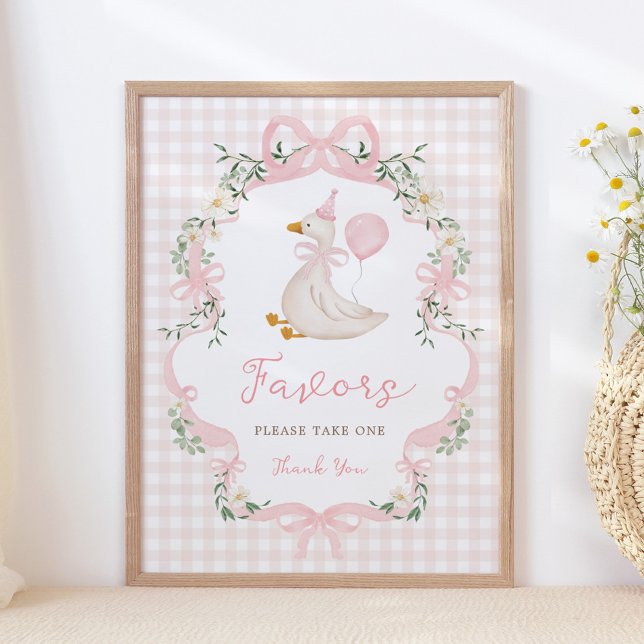 Póster Favors Sign - Pink Bow One Silly Goose Table Sign (Subido por el creador)