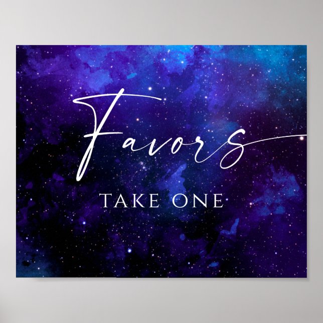 Póster Favors Space Wedding Sign | Starry Night Galaxy (Frente)