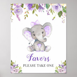 Póster Favors Take One Little Peanut Elephant Girl Purple