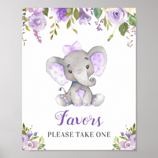 Póster Favors Take One Little Peanut Elephant Girl Purple (Frente)