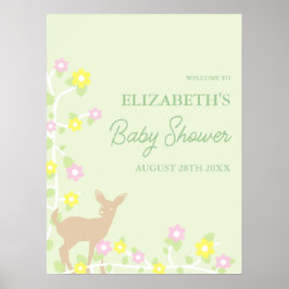 Póster Fawn Floral Girl Baby Shower