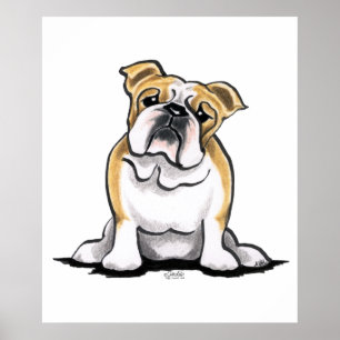 Póster Fawn White Bulldog Sit Pretty