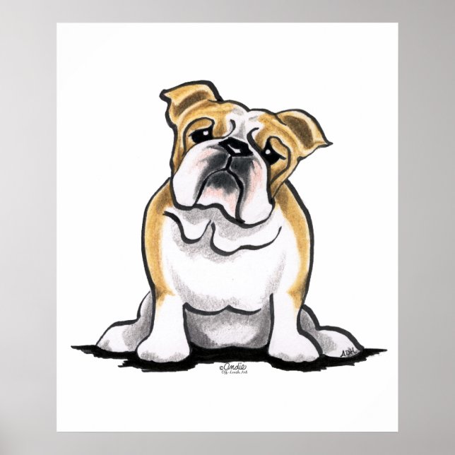Póster Fawn White Bulldog Sit Pretty (Frente)