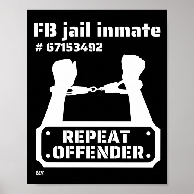 Póster "FB JAIL INMATE" gracioso preso (Frente)