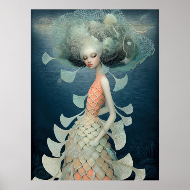 Póster *~* FD2 12  Water Goddess Fantasy Sea Mermaid  (Frente)