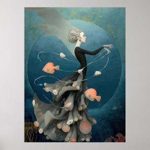 Póster *~* FD2 15  Diosa del Agua Fantasía Mar Sirena 