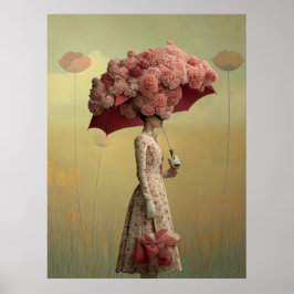 Póster *~* FD2 26 Surreal  Retro Flowers Umbrella Vintage