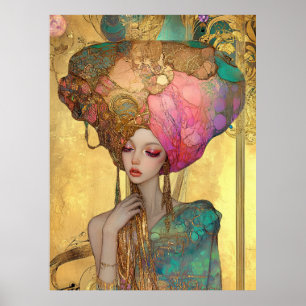 Póster *~* FD2 28 Ornate Nouveau Fantasía Mujer Etérea 
