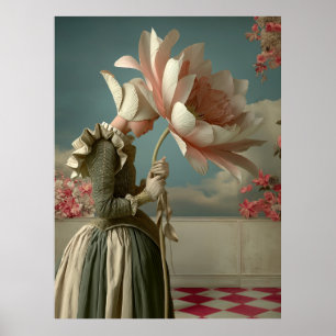 Póster *~* FD2 29 Mujer  Flores Retro Floral Surrealista
