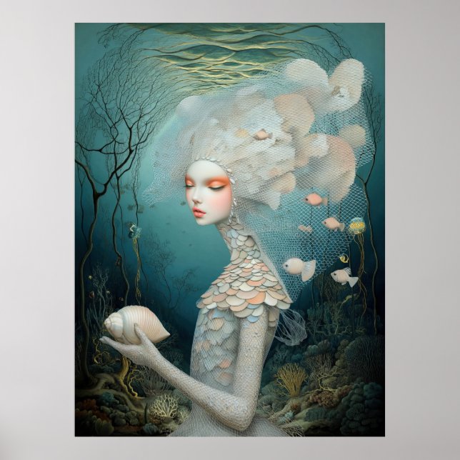 Póster *~* FD2 2  Diosa del Agua Fantasía Mar Sirena  (Frente)