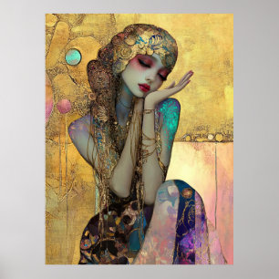 Póster *~* FD2 34 Ornate Nouveau Fantasía Mujer Etérea