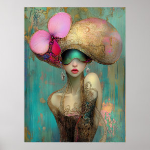 Póster *~* FD2 35 Ornate Nouveau Fantasía Mujer Etérea 
