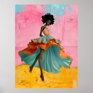 Póster *~* FD2 39 GODDESS Tropical Black Woman Vibrante
