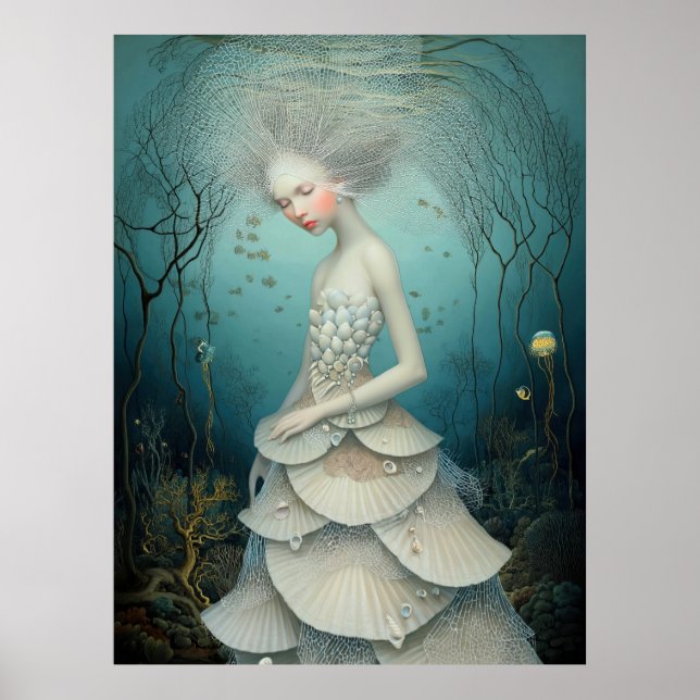 Póster *~* FD2 3  Water Goddess Fantasy Sea Mermaid  (Frente)