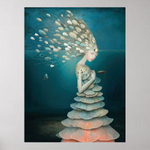 Póster *~* FD2 5 Diosa del Agua Fantasía Mar Sirena