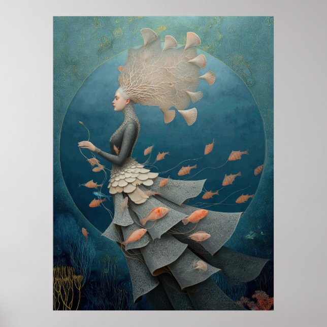 Póster *~* FD2 7  Diosa del Agua Fantasía Mar Sirena  (Frente)