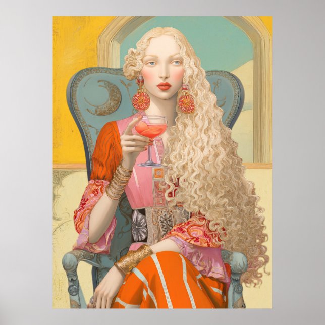 Póster ^~* FD2 Blonde Bohemian Boho Cocktail Mujer 9 (Frente)