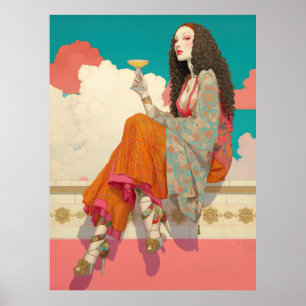 Póster ^~* FD2 Bohemian Boho Cocktail Glam Woman 13