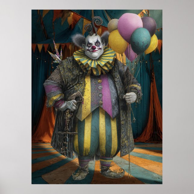 Póster FD2 Circus Clowe Art 5 Viejo Carnaval Retro (Frente)