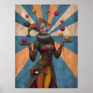 Póster FD2 Circus Clown Art Vintage Retro Carnaval 26