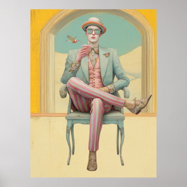 Póster *~* FD2 Elegante joven Boho MAN Cocktail 27 (Frente)