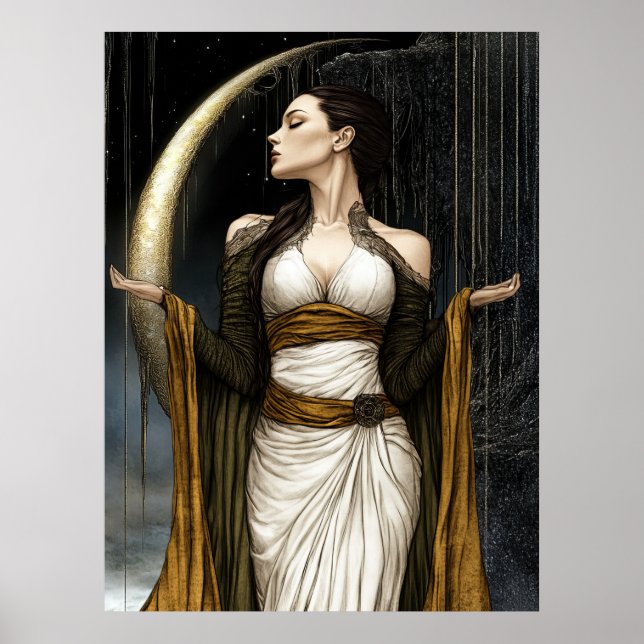 Póster FD2 Enchanted Crescent Moon Goddess  28 Poster (Frente)