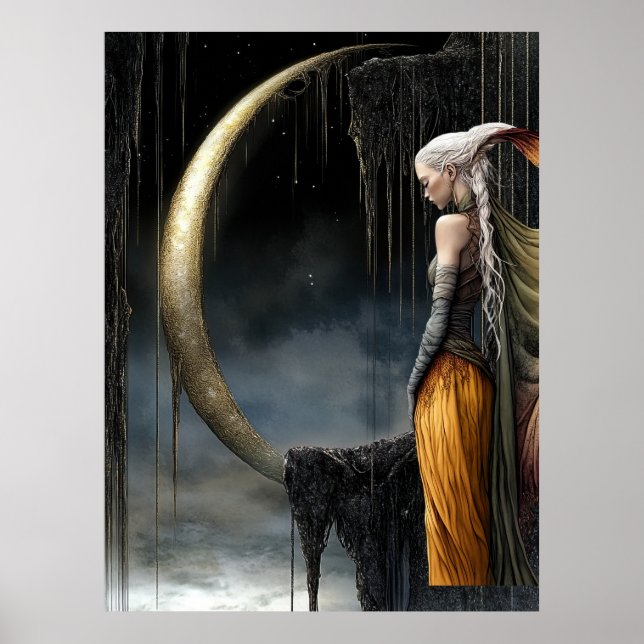 Póster FD2 Enchanted Crescent Moon Goddess  30  Poster (Frente)