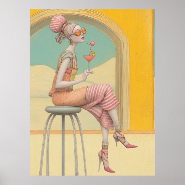 Póster ^~* FD2 Glam Bohemian Boho Cocktail Woman 5 (Frente)