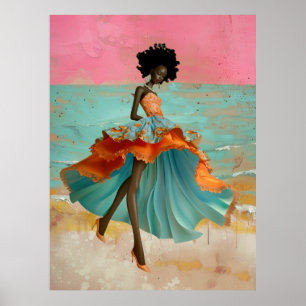 Póster *~* FD2 GODDESS Tropical Black Woman Vibrante 39
