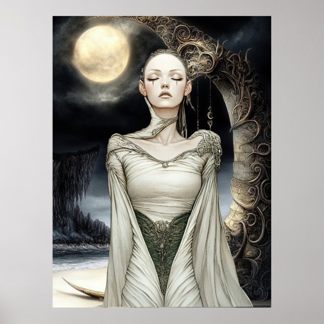Póster FD2 Luna Creciente Encantada Diosa 1 (Frente)