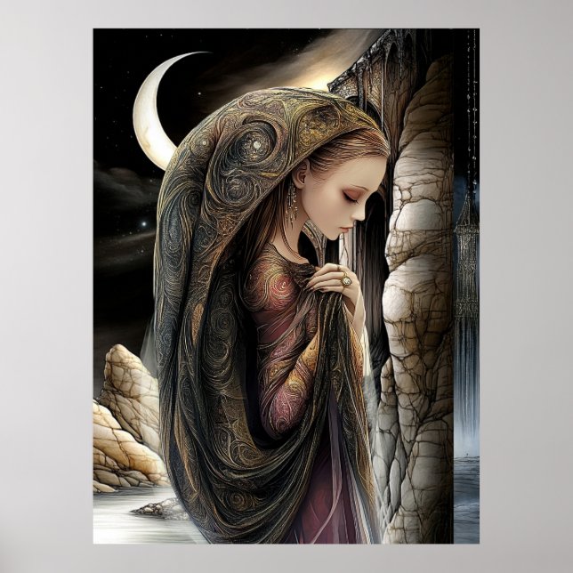 Póster FD2 Luna Creciente Encantada Diosa 10 (Frente)