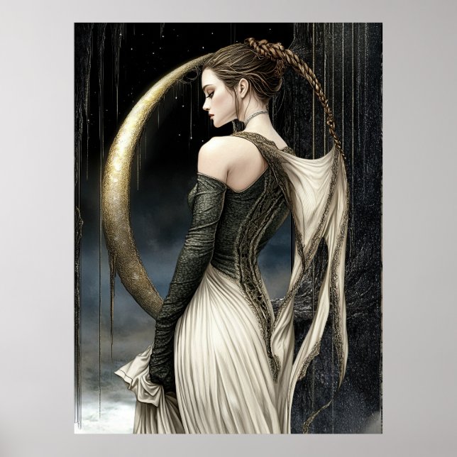 Póster FD2 Luna Creciente Encantada Diosa 13 (Frente)