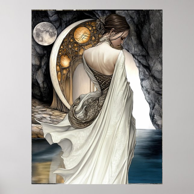 Póster FD2 Luna Creciente Encantada Diosa 14 (Frente)