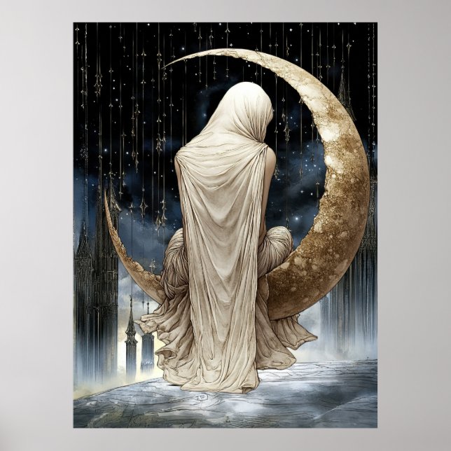 Póster FD2 Luna Creciente Encantada Diosa 17 (Frente)