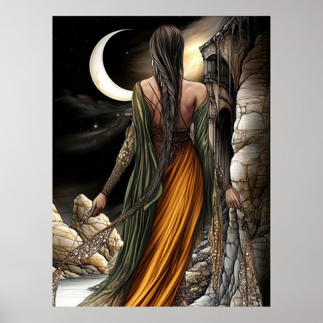 Póster FD2 Luna Creciente Encantada Diosa 20 (Frente)
