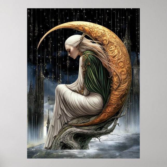 Póster FD2 Luna Creciente Encantada Diosa 24 (Frente)