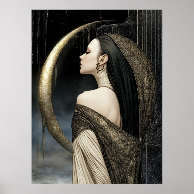 Póster FD2 Luna Creciente Encantada Diosa 26 (Frente)