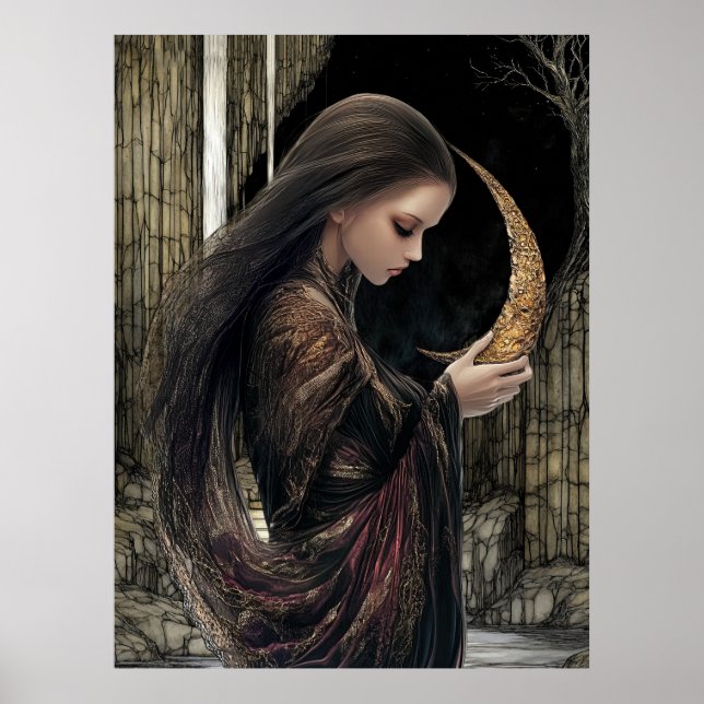 Póster FD2 Luna Creciente Encantada Diosa 3 (Frente)
