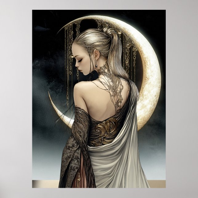 Póster FD2 Luna Creciente Encantada Diosa 6 (Frente)