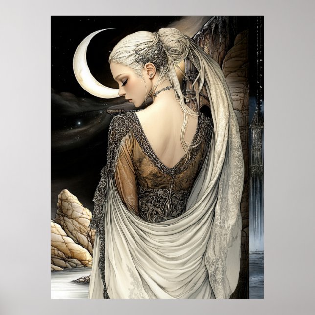 Póster FD2 Luna Creciente Encantada Diosa 7 (Frente)