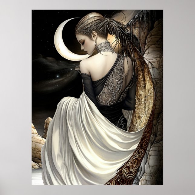 Póster FD2 Luna Creciente Encantada Diosa 8 (Frente)