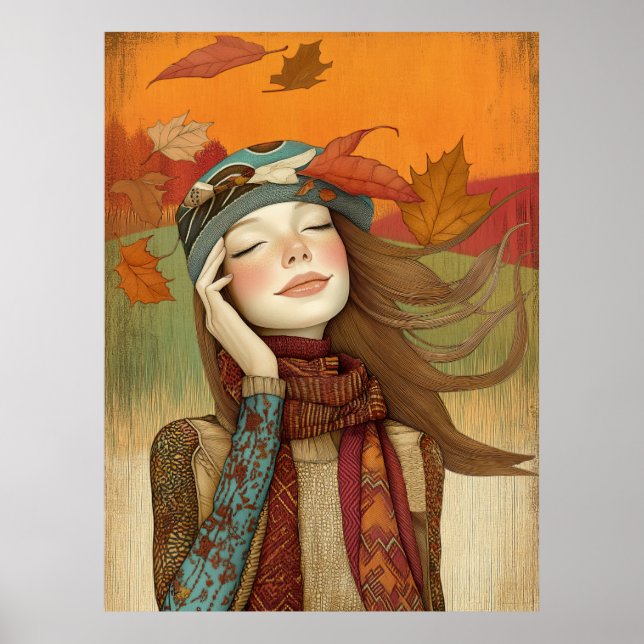 Póster *~* FD2 Sale de otoño Chica Retro 7 de otoño (Frente)